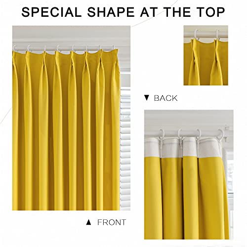 MUMFAS Yellow Pinch Plea Curtaint 72" W x 96" L Solid Thermal Insulated 90% Blackout Patio Door Curtain Panel Drape for Traverse Rod and Track with Tieback, (One Panel) by MUMFAS - Image 3
