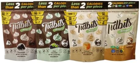 Tidbits Fun Bites Meringue the Chocolate Lovers pack, Low Calorie Snacks, Gluten Free Snacks, Sugar Free Snacks, Low Carb Snack, Diabetic Snacks - Pack of 4 Sugar Free Meringues