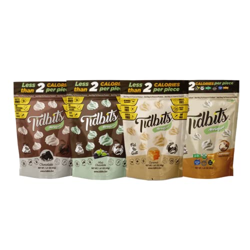 Tidbits Fun Bites Meringue The Chocolate Lovers Pack, Low Calorie Snacks, Gluten Free Snacks, Sugar Free Snacks, Low Carb Snack, Diabetic Snacks - Pack Of 4 Sugar Free Meringues #TOP2
