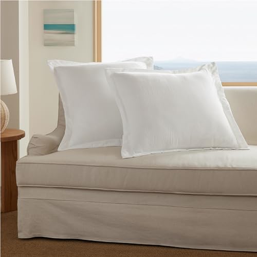 Bedsure Euro Sham Pillow Covers - Soft Prewashed Pillow Shams 2 Pack, Throw Pillow Covers for Bed Pillows, Decorative Pillow Cases for Sofa and Couch, White, 26x26 Inches