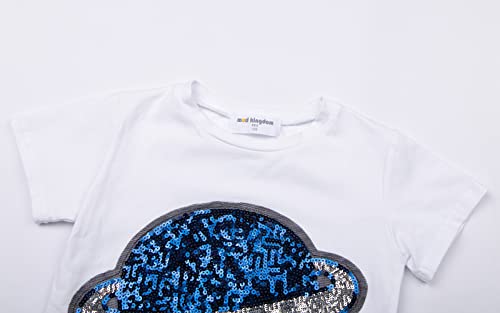 Mud Kingdom Little Girls Summer T-Shirt White Cute Sequins Planet Size 53
