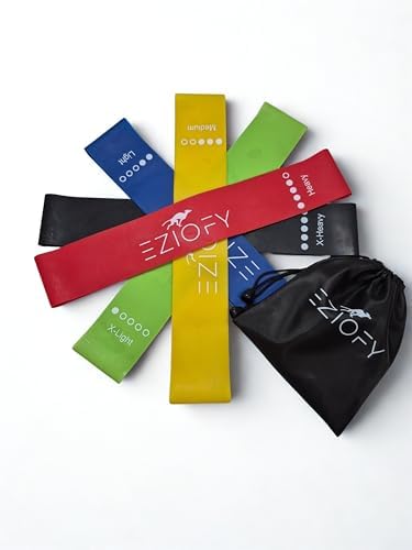Resistance Bands Set of 5 – Natural Latex Loop Exercise Bands for...