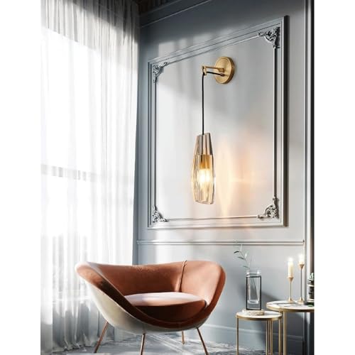 Apliques de pared de cristal y cobre con cable ajustable estilo vintage lineal 7