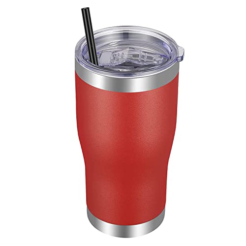 Image of VEGOND 20oz Tumbler Stainless Steel Tumbler Cup with Lid And Straw Vacuum Insulated Double Wall Travel Coffee Mug(Brick red 1 Pack)