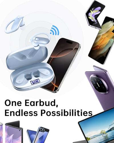 Image of NDO Wireless Bluetooth Earbuds Earhook Sport Headphones with 48H Playtime, ENC Mic IPX7 Waterproof Fast Charging,Lightweight Design for Active Lifestyle,Gift for Teens or Fitness Lovers-Sky Blue