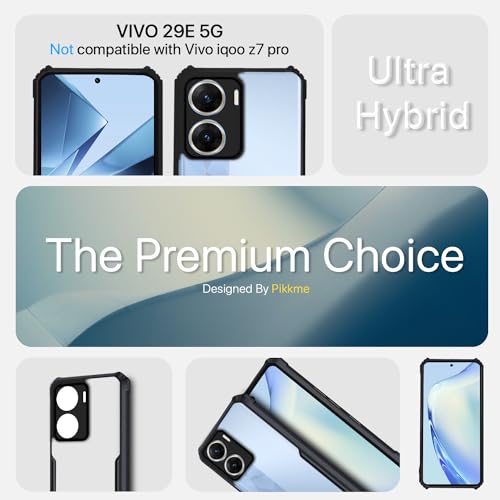 Image of Outlouders Back Cover for Vivo V29e 5G | Ultra Hybrid Transparent | Full Camera Protection | Raised Edge | Crystal Clear Bumper Case(Black)