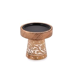 Mango Wood Candle Holders, Wood Candlesticks for Home Wedding Table Decor Centerpiece (10.16cm x 10.16cm x 10.16cm)