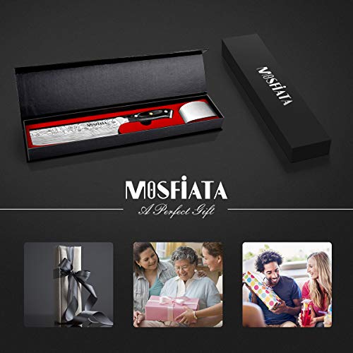 MOSFiATA Nakiri Knife 7inch, Professional Japanese Chef's Kitchen Knives, High Carbon German Stainless Steel Sharp Cooking Knife, Multipurpose Meat Vegetable Chopping Knife Set with Finger Guard Gift