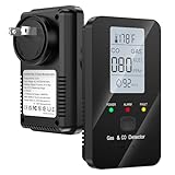 Nuleto 4-in-1 Carbon Monoxide Detectors & Combustible Gas Detector,Carbon Monoxide Detectors Plug in,Natural Gas Leak Detector with Temperature,Humidity to Ensure Home,Hotel,RV Safety,1 Pack,Black