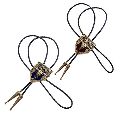 DYNWAVE 2 Peças Mens Western Bolo Tie Estilo Vintage Vaca Pendant Bolo Tie Colar Joias