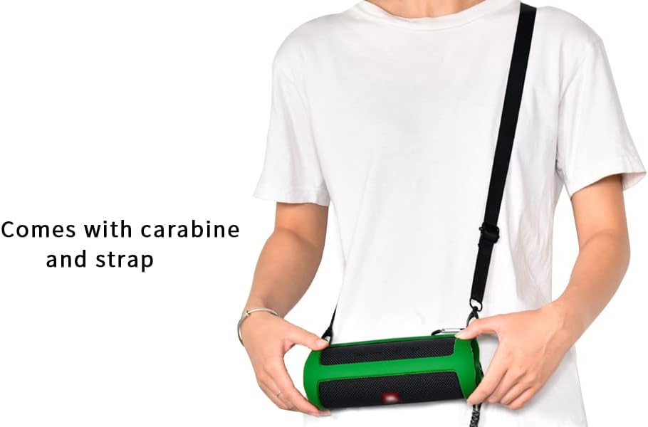Silicone Case Compatible for JBL FLIP 5 Waterproof Portable Bluetooth Speaker, Gel Soft Skin Cover, Waterproof Rubber Case, Travel Carry Pouch with Strap (Speaker and Accessories not Included)(Green)