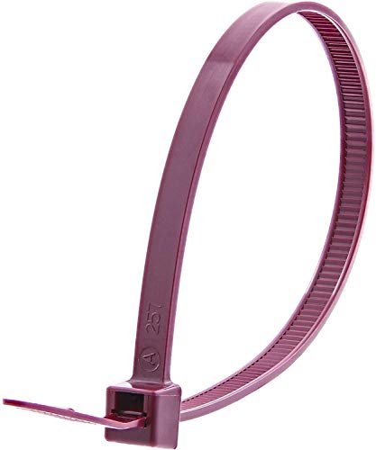 Nylon Cable Zip Ties [Pack de 100] – 14.6 in, 50lb, Burgundy, Plenum Rated Heavy Duty Zip Ties | Organizador de Cables miniatura 5