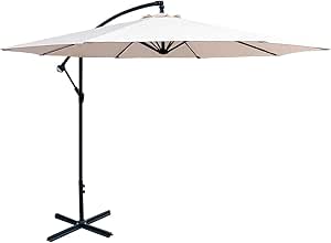 Toldo Repuesto Sombrilla 8 Varillas 300 Cm - Tela Poliéster Beige, UV 30+, Impermeable, Para Jardín Piscina