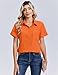 Zeagoo Womens Summer Tops Short Sleeve Shirt Button-Down Business Blouses Vneck Basic Plus Size Clothing Casual Daily Tshirt Orange