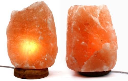 Crystal Allies Gallery: CA SLS-LED-1W-S-2pc Pack of 2 6" to 8" LED Himalayan Salt Lamp Ionic Air Purifier on Wood Base with 1.0W E12 LED Bulb, UL-Listed Cord & Authentic Crystal Allies Info Card