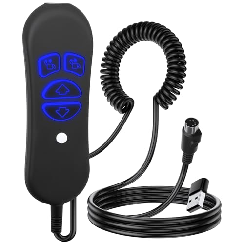 BIBIELF Lift Chair Remote Replacement 4-Button Dual Motor Remote for Lift Chair & Recliner Replacement Parts LED Backlight USB Charging Port & Type-C Adapter Universal 5-Pin Plug