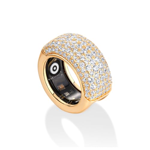 PAVOI 14K Gold Plated Pave Smart Ring Cover for Women - Statement Band - Yellow Gold Size 8