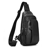 LUUFAN Fashion Pure Genuine Leather Sling Bag for Men Everyday Cross Body Chest Shoulder Messenger Bag Multipurpose Business Casual Outdoor Bag