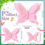 Jaloro 12 Pcs Giant Paper Butterfly Party Decoration 3D Pastel Big Butterfly Hanging Ornament 17" 10" 7" Large Mariposas Grandes para Decor for Wedding Baby Shower Birthday Party(Pink)