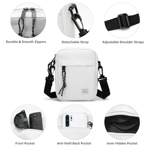 Donboly Sling Brust Crossbody Tasche, wasserdichte Umhängetasche, Crossbody Tasche Rucksack für Männer und Frauen Wandern Outdoor Sport (Weiß)