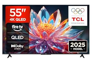 TCL 55T6C-UK 55” QLED 4K HDR TV, Fire TV (Smart TV with Dolby Vision & Atmos, HDR10+, Press & Ask Alexa, 2025 New Model)