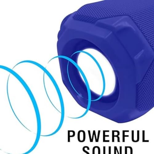 Image of Portable Wireless Bluetooth Speaker 5W with Built-in Torch, Deep Bass Stereo Sound, Long Battery Life, AUX Input, Rugged Water Resistant Design for Outdoor & Indoor (Blue)