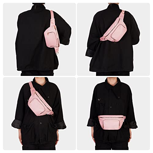 sportsnew Fanny Packs for Women,Large Waist Pack with Extra Extension Belt,Fashion Crossbody Belt Bags for Travel Walking Running Hiking Pink