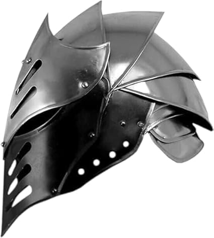 Medieval Knight Armor Helmet – Gothic Style Steel Crusader Helmet for LARP, Cosplay, Renaissance Faire & Halloween Costume.