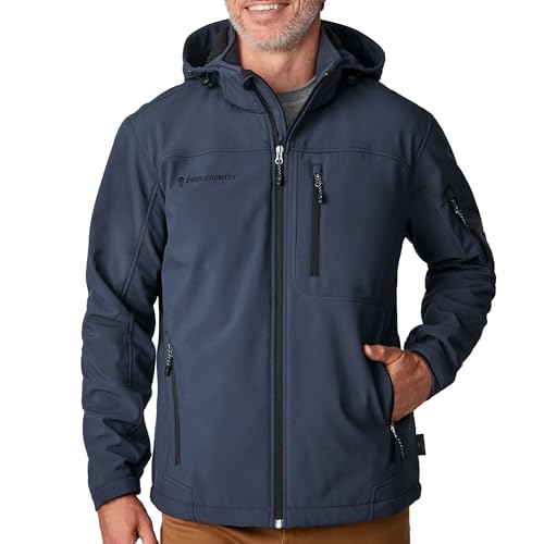 Free Country Men's Softshell Jacket Water & Wind Resistant Insulated and Warm Fleece Lined Rain Hiking Winter Coat for Men-Storm-Size XL