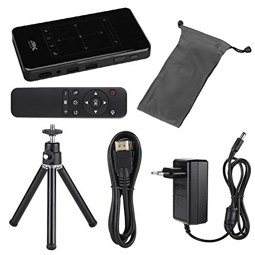 Mini proiettore tascabile, proiettore Smart DLP Pico Supporto ingresso HD/decodifica 4K HD con HDMI USB/touch screen/RC, per home theater, feste in famiglia (Android 6.0)(ME)