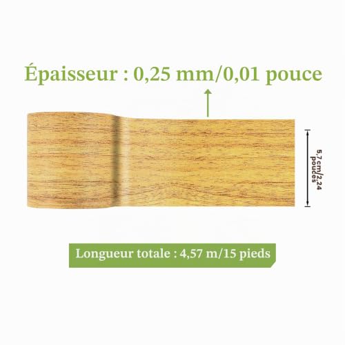 SEIWEI Ruban adhésif de réparation - Grain de bois réaliste - Étanche - Multi-usage - 5,7 cm x 4,57 m - Doré – vue 2