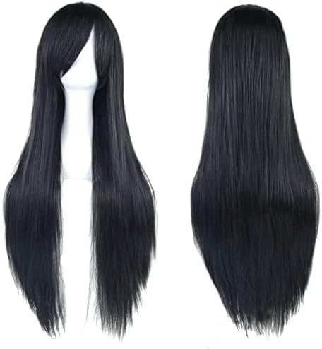IMISSU 80cm długie proste naturalne włosy peruki do cosplay z grzywką kolorowe nakrycia głowy kostium na halloween peruka na przyjęcie dla dziewczynki (Blond)