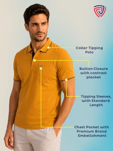 Image of Lux Cozi Men's T-Shirt with Chest Pocket | Polo T-Shirt for Man | Plain Casual Stylish | Half Sleeve| Cotton Blend Collar Polo T-Shirts for Men