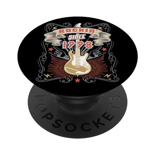 25 cumpleaños Amante de la música rock Rockin desde 1998 PopSockets PopGrip Intercambiable