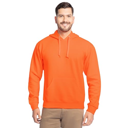 Fruit of the Loom Eversoft Fleece Hooded Sweatshirt, Moisture Wicking & Breathable, Safety Orange Pullover, XX-Large