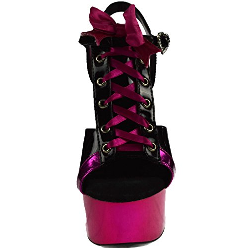 Ellie Shoes 6" Peeptoe Platform W/LACE UP and Bow Detail W/Buckle2