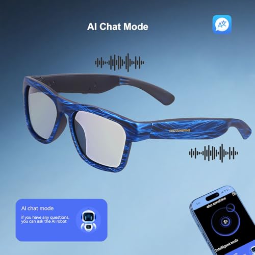 Image of OhO sunshine AI Smart Glasses for Men & Women, Bluetooth Smart Sunglasses with Open Ear Audio & ChatGPT Real-Time Translation (165 Languages), Smart AI Glasses with 10H for Meeting Travel