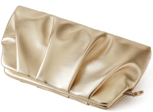 Image of Women's Clutch Purse,Evening Bag for Women Ruched Clutch Purse Detachable Metal Chain Crossbody Bag
