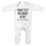 Purple Print House Personalised Baby Romper Suit Any Text Image Colour Babies One Piece Boy Girl, 3-6 Months, White