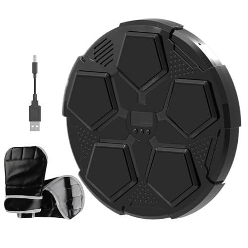 Music Boxing Machine Kids - Máquina de boxeo musical inteligente con guantes, montaje en pared, equipo de entrenamiento en casa con herramienta de 6 velocidades para mujeres, jóvenes y adolescentes