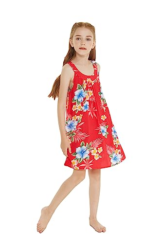 Image of Matchable Family Hawaiian Luau Men Women Girl Boy Clothes in Hibiscus Red