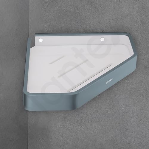 Image of Plantex Corner Shelf for Bathroom /Aluminium and Acrylic Multipurpose Bathroom Shelf Rack /10x10 inch Bathroom Corner Shelf Rack /Bathroom Shelf Organizer-Pack of 1(Grey and Milky White)