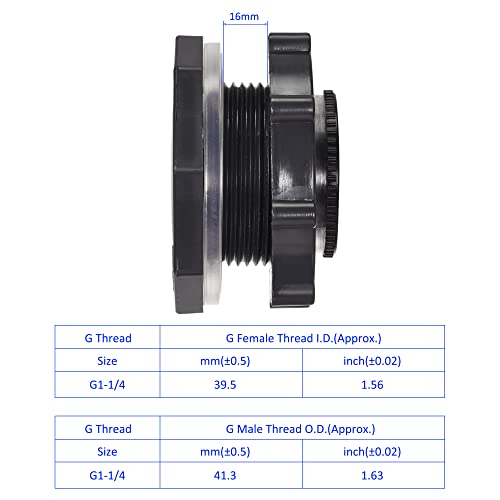 M METERXITY 1 Set PVC Bulkhead Fitting, Threaded Bulkhead Water Tank Connector, with Plug Fitting, Apply to Aquariums - Image 4