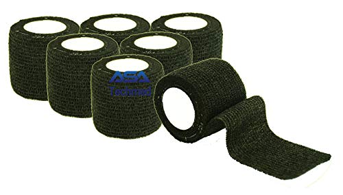 6 - Pack, Black 2” x 5 Yards, Self-Adherent Cohesive Tape, Strong Sports Tape for Wrist, Ankle Sprains & Swelling, Self-Adhesive Bandage Rolls (Black)