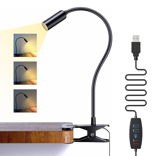 Hifree 5W Aluminium Leselampe Bett, 10 Stufig Dimmbare Klemmleuchte Bett,...