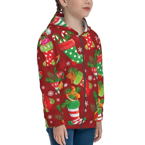 X-mas and New Year Kid Hoodies Boys Zip Up Sweatshirts Girls Pullover with Pocket4