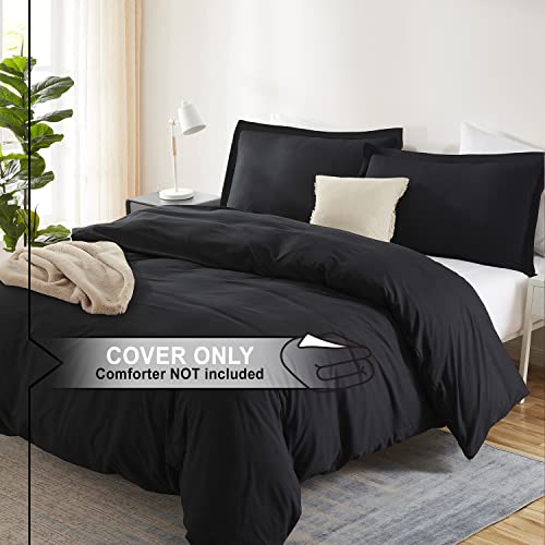 Nestl California King Duvet Cover Set Black - Soft Cal King Duvet Cover, 3 Piece Double Brushed Duvet Cover California King With Button Closure, 1 Duvet Cover 104X98 Inches And 2 Pillow Shams #TOP1