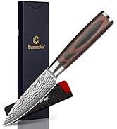 Sunnecko Small Kitchen Knife 3.5 Inch Paring Knife High Carbon Stainless Steel Fruit Knife with W...