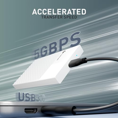 Image of Cablet 2.5 Inch SATA USB 3.0 HDD /SSD Portable External Enclosure for 7mm and 9.5mm, Tool-Free Design, Supports UASP Max 6TB (HD2577-U3-WH)