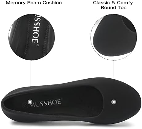 MUSSHOE Women's Mid Wedge Heel Pump Shoes Slip on Comfortable Round Toe Wedge Pumps, Black Suede 6 | Image 3